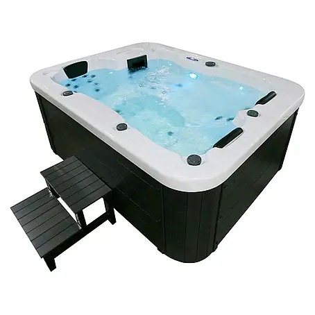 Home Deluxe Outdoor Whirlpool WHITE MARBLE Mit Treppe und Thermoabdeckung