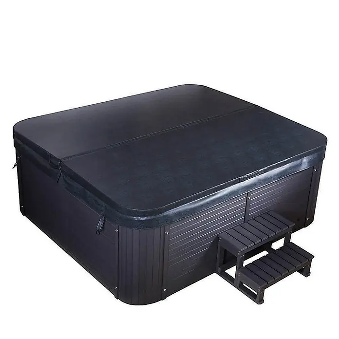 Home Deluxe Outdoor Whirlpool BEACH Mit Treppe und Thermoabdeckung -  - Abdeckung und Treppe für Whirlpool, die Schutz und Komfort bietet. Die Abdeckung schützt vor Schmutz, und die Treppe erleichtert den Einstieg.