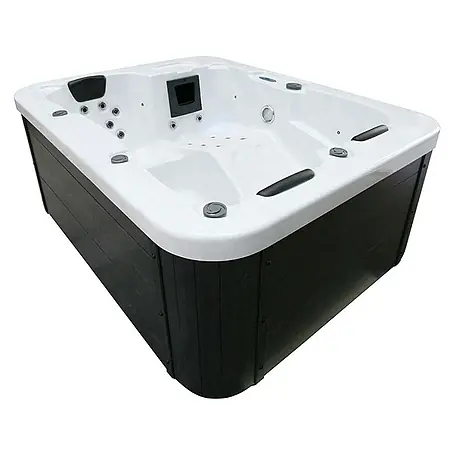 HOME DELUXE - Outdoor Whirlpool WHITE MARBLE PURE - 210 x 160 cm für 3 Personen | Ausstattung: Pure