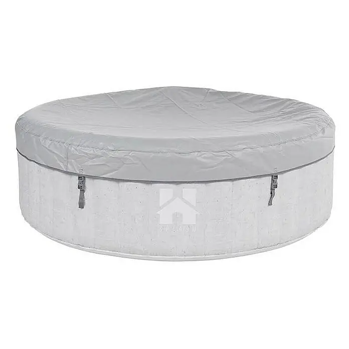 Home Deluxe Außen-Whirlpool SPLASH inkl. Abdeckung - 208 x 208 x 65 cm, Beton, Max. Personenzahl: 6 Stk. - Ein grauer, runder Whirlpool mit Abdeckung, ideal zum Entspannen und Genießen im eigenen Garten.