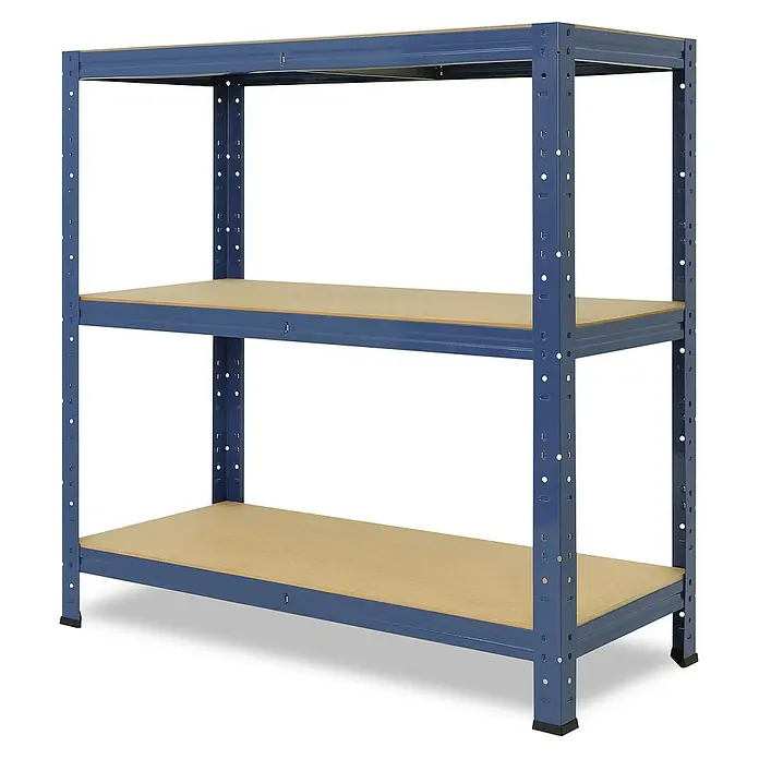 shelfplaza Schwerlastregal HOME - H x B x T: 100 x 23 x 40 cm, Traglast pro Boden: 175 kg, Stecken, blau - Blaues Regal mit zwei Regalböden, ideal für Werkstatt oder Lager. Das robuste Metallregal bietet viel Stauraum.