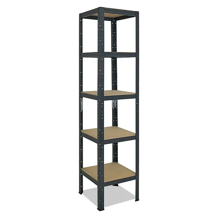 shelfplaza Schwerlastregal HOME - H x B x T: 180 x 60 x 60 cm, Traglast pro Boden: 175 kg, Stecken, anthrazit - Ein hohes, schlankes Regal mit fünf Ablageflächen, ideal zur Aufbewahrung in Garage oder Lager.