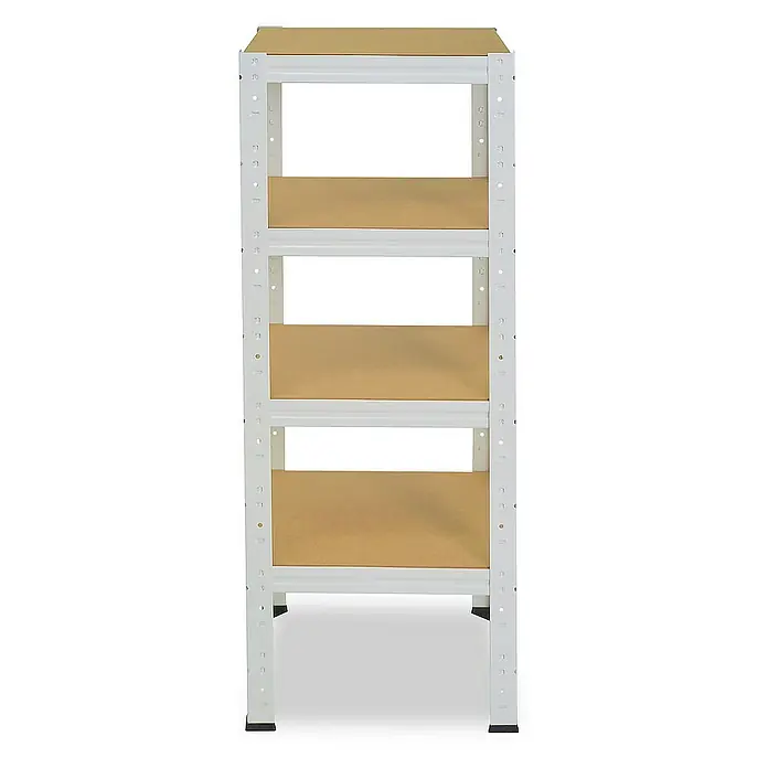shelfplaza Schwerlastregal HOME - H x B x T: 100 x 40 x 40 cm, Traglast pro Boden: 175 kg, Stecken, weiß - Produktansicht eines Regals mit drei Fächern und einem Metallrahmen. Ideal für die Organisation von Gegenständen im Haus oder Büro.