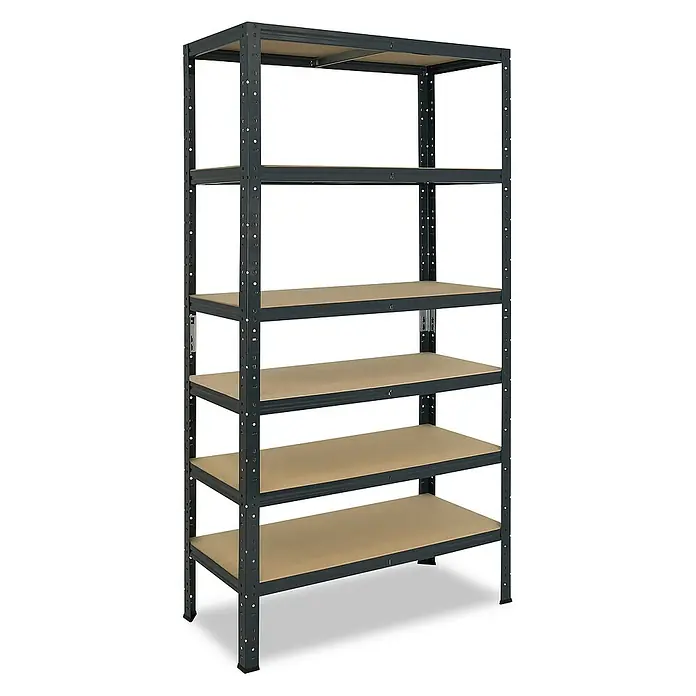 shelfplaza Schwerlastregal HOME - H x B x T: 200 x 90 x 45 cm, Traglast pro Boden: 175 kg, Stecken, anthrazit - Ein stabiles Metallregal mit fünf Regalböden, ideal für die Lagerung in Garage, Keller oder Werkstatt. Robust und einfach zu montieren.