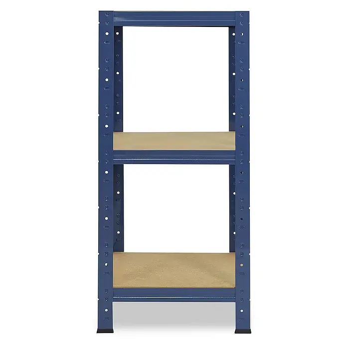 shelfplaza Schwerlastregal HOME - H x B x T: 90 x 50 x 50 cm, Traglast pro Boden: 175 kg, Stecken, blau - Ein blaues Regal mit zwei Holzbrettern für Lagerzwecke, ideal für Garage oder Keller. Die stabile Konstruktion bietet viel Stauraum.