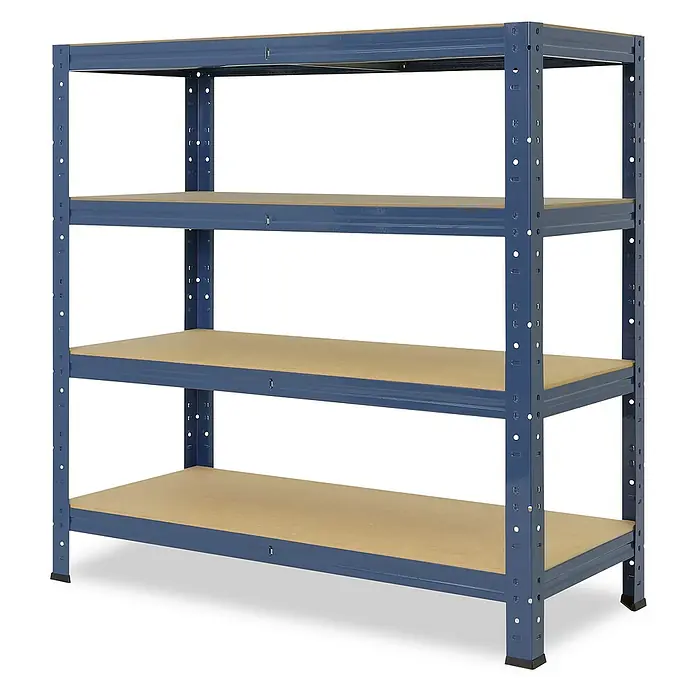 shelfplaza Schwerlastregal HOME - H x B x T: 100 x 90 x 40 cm, Traglast pro Boden: 175 kg, Stecken, blau - Metallregal mit vier Regalböden, ideal für Garage oder Lagerraum. Robuste Konstruktion für schwere Lasten.