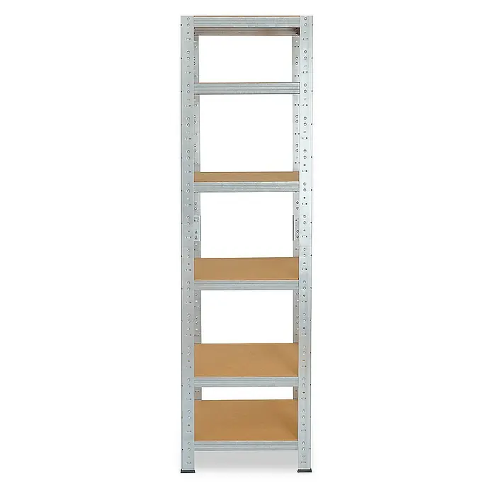 shelfplaza Schwerlastregal HOME - H x B x T: 155 x 50 x 50 cm, Traglast pro Boden: 175 kg, Stecken, verzinkt - Metallregal mit fünf Holzböden, ideal für Lagerung und Ordnung. Das Regal ist stabil und einfach zu montieren, perfekt für Keller oder Garage.