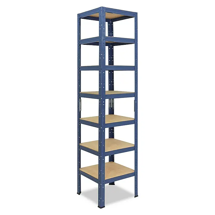 shelfplaza Schwerlastregal HOME - H x B x T: 230 x 30 x 30 cm, Traglast pro Boden: 175 kg, Stecken, blau - Regal mit sechs Regalböden.