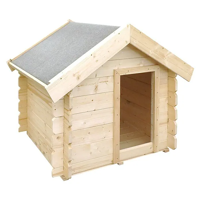 Timbela Hundehütte M401-1 - 73 x 83 x 80 cm, Holz - Helle Holz Hundehütte mit schrägen Dach und offener Tür. Die perfekte Unterkunft für Ihren Vierbeiner!