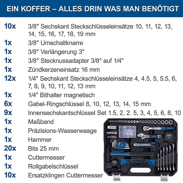 Scheppach Werkzeugkoffer WZK169 (169 -tlg., Kunststoff) | BAUHAUS