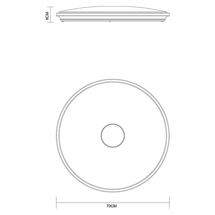 Globo LED-Deckenleuchte rund Connor - 30 W, Ø x H: 680 cm x 90 mm, Weiß, RGB - Ansicht des runden LED-Deckenleuchters, Durchmesser 70 cm, Höhe 8 cm, modernes Design für Wohn- und Geschäftsräume.