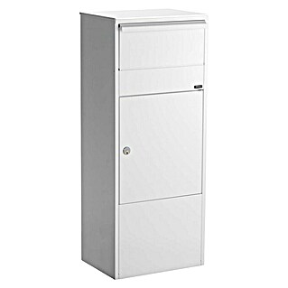 Allux Paketbox 800 (L x B x H: 280 x 390 x 980 mm, Weiß, Stahl, Entnahme: Vorne)