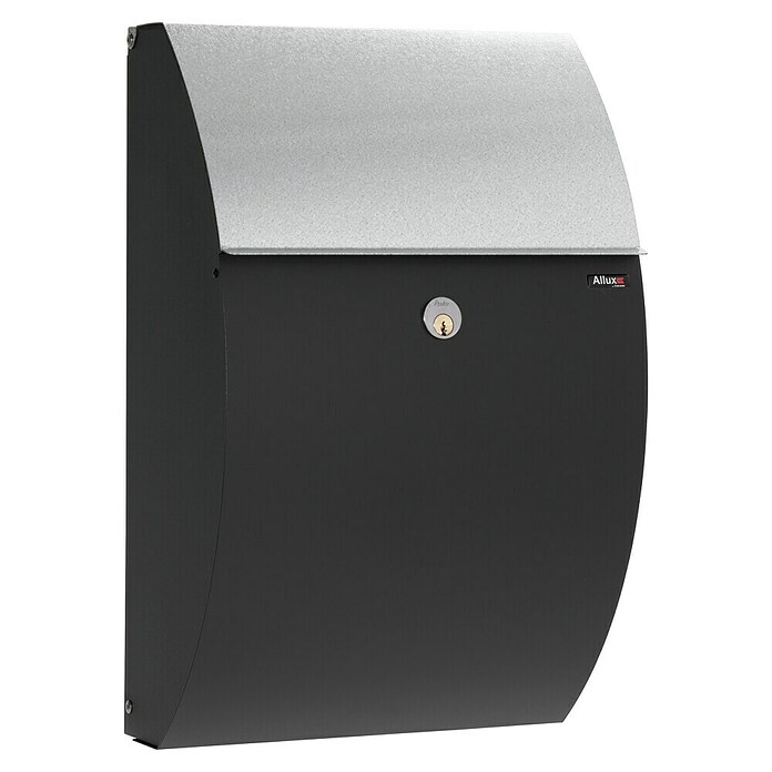 Allux Standbriefkasten 7000 (L x B x H: 195 x 320 x 510 mm, Schwarz / Silber, Stahl) | BAUHAUS