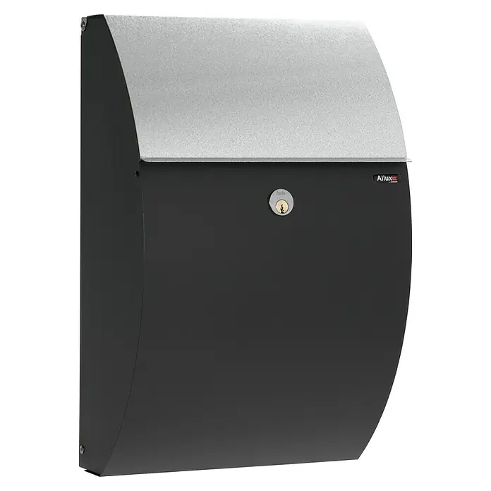 Allux Briefkasten 7000 - L x B x H: 195 x 320 x 510 mm, Schwarz / Silber, Stahl - Moderne Allux Briefkastenanlage aus robustem, wetterfestem Material. Ideal für den Aussenbereich.
