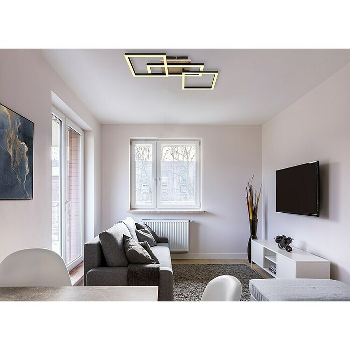 Globo LED-Deckenleuchte Bossy (24 W, L x B x H: 700 x 310 x 120 mm, Schwarz/Braun, Warmweiß) | BAUHAUS