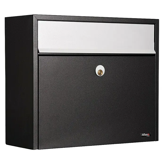 Allux Standbriefkasten LT150 - L x B x H: 150 x 390 x 330 mm, Schwarz, Stahl - Dieser Briefkasten von Allux in Schwarz und Silber ist abschließbar und bietet ausreichend Platz für Ihre Post. Er ist robust und wetterfest.