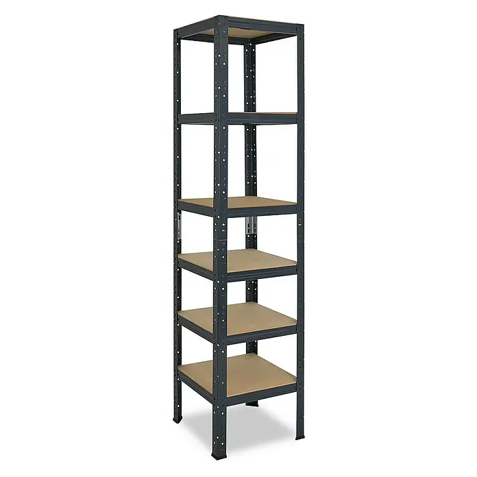 shelfplaza Schwerlastregal HOME - H x B x T: 200 x 40 x 40 cm, Traglast pro Boden: 175 kg, Stecken, anthrazit - Regal mit fünf Regalböden. Das Regal ist aus Metall und Holz gefertigt und eignet sich ideal für die Aufbewahrung von Gegenständen.