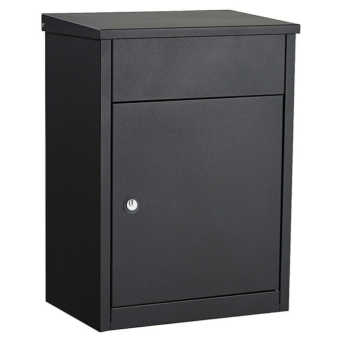 Allux Standbriefkasten 500 (L x B x H: 250 x 380 x 530 mm, Schwarz, Stahl, Paketfach, Zylinderschloss) | BAUHAUS