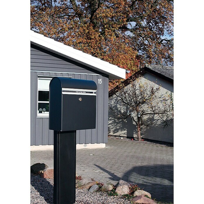 Allux Briefkasten KS200 (L x B x H: 170 x 400 x 445 mm, Schwarz, Stahl, Namensschild) | BAUHAUS