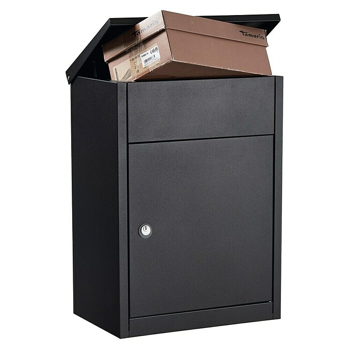 Allux Standbriefkasten 500 (L x B x H: 250 x 380 x 530 mm, Schwarz, Stahl, Paketfach, Zylinderschloss) | BAUHAUS
