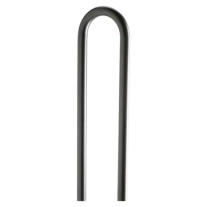 Allux Briefkastenständer Stand 1007 - curved stand - Höhe: 1.770 mm, Schwarz, Stahl - Das Bild zeigt eine U-förmige Haltestange aus Metall mit glänzender Oberfläche, die Stabilität und Halt bietet. Ideal für Badezimmer und Sanitärbereiche.