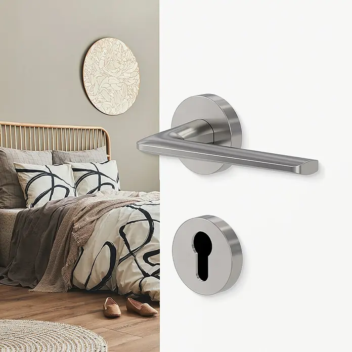Diamond Doors Schlüsselschild - Profilzylinder, Samtgrau - Elegante Türgarnitur aus Edelstahl mit modernem Design. Passt perfekt zu jedem modernen Interieur und sorgt für einen stilvollen Akzent.
