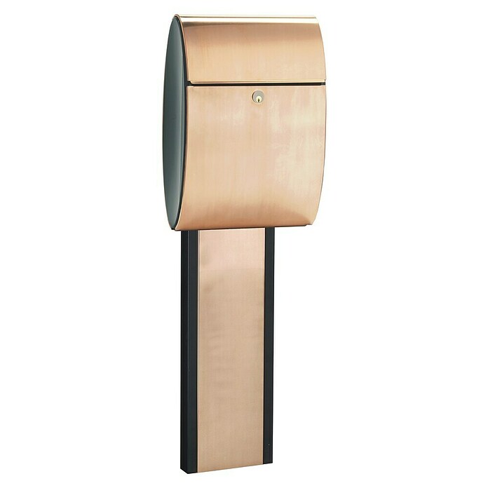 Allux Briefkastenständer 1001 (L x B x H: 55 x 225 x 1 650 mm, Schwarz / Kupfer, Stahl) | BAUHAUS