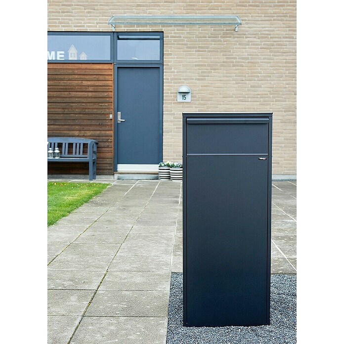 Allux Paketbox 800 (L x B x H: 280 x 390 x 980 mm, Schwarz, Stahl, Paketfach, Entnahme: Hinten) | BAUHAUS