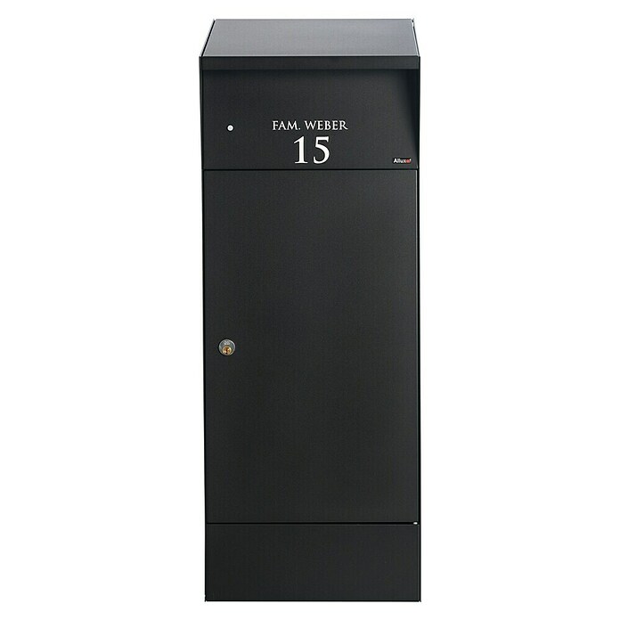 Allux Paketbox Björn mit LED (L x B x H: 365 x 400 x 1 100 mm, Schwarz, Stahl, Paketfach) | BAUHAUS