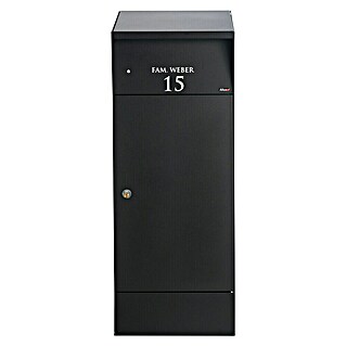 Allux Paketbox Björn mit LED (L x B x H: 365 x 400 x 1 100 mm, Schwarz, Stahl, Paketfach)