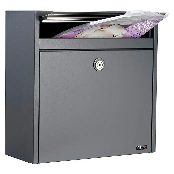 Allux Briefkasten 250 - L x B x H: 150 x 360 x 360 mm, Anthrazit, Stahl - Stilvoller Allux Briefkasten aus robustem Material. Das schlichte Design integriert sich nahtlos in jede Umgebung und bietet sicheren Schutz für Ihre Post.