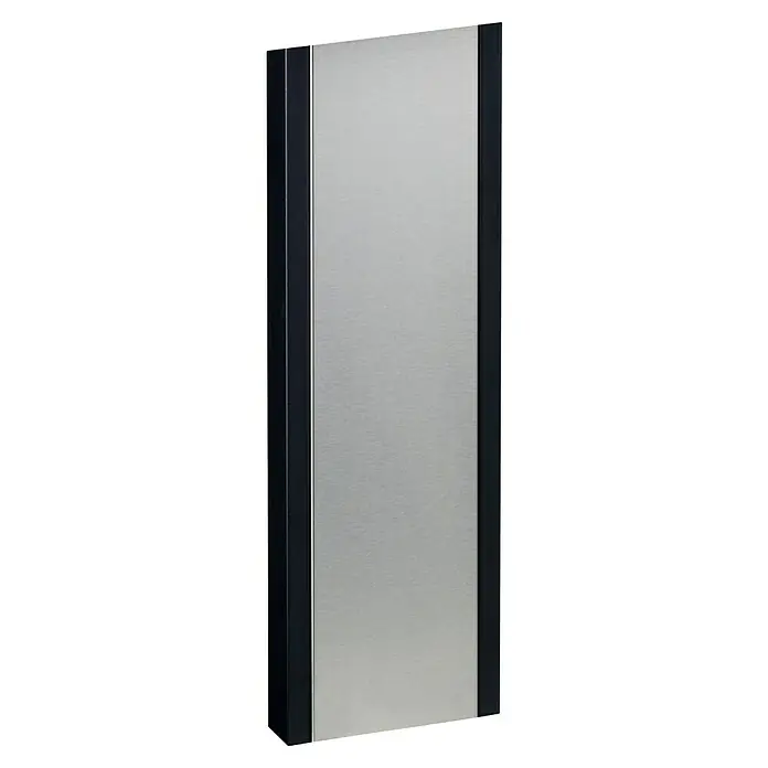 Allux Briefkastenständer Stand 1001 - Universal stand - L x B x H: 55 x 225 x 1.650 mm, Schwarz / Silber, Stahl - Elegante Weinkühlschranktür mit gebürsteter Metalloberfläche und schlankem, dunklem Rahmen. Perfekt für die stilvolle Weinlagerung.
