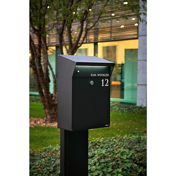 Allux Standbriefkasten Björn Mailbox (L x B x H: 235 x 345 x 525 mm, Schwarz, Stahl) | BAUHAUS