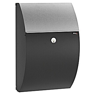 Allux Standbriefkasten 7000 (L x B x H: 195 x 320 x 510 mm, Schwarz / Edelstahl gebürstet, Stahl)