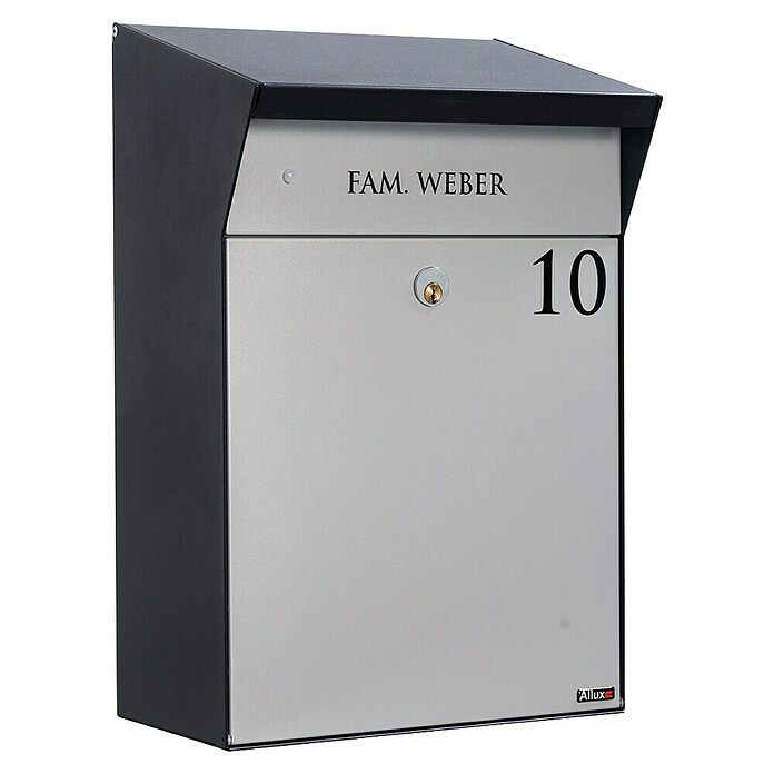 Allux Standbriefkasten BjÃ¶rn Mailbox (L x B x H: 235 x 345 x 525 mm, Grau / Schwarz, Stahl) | BAUHAUS