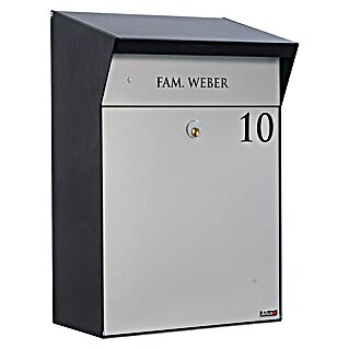 Allux Standbriefkasten BjÃ¶rn Mailbox (L x B x H: 235 x 345 x 525 mm, Grau / Schwarz, Stahl)