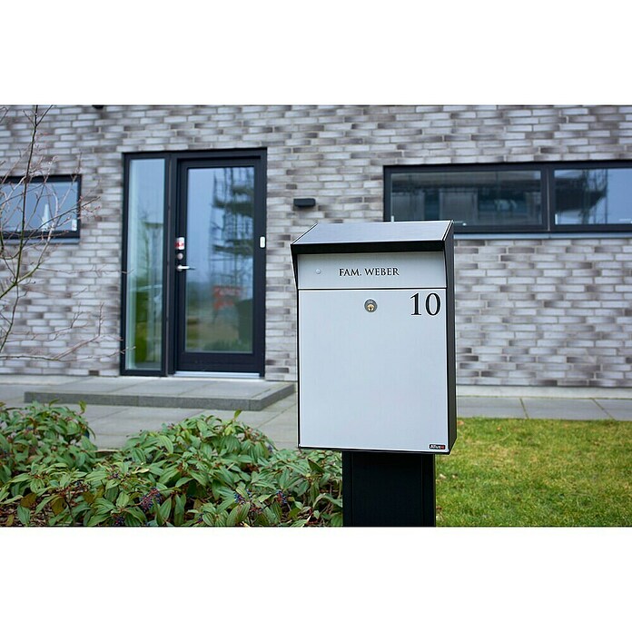 Allux Standbriefkasten BjÃ¶rn Mailbox (L x B x H: 235 x 345 x 525 mm, Grau / Schwarz, Stahl) | BAUHAUS