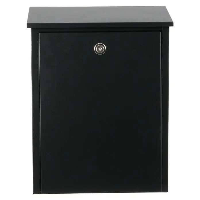 Allux Briefkasten 200 - L x B x H: 140 x 280 x 390 mm, Schwarz, Stahl - Schwarzer Briefkasten mit Schloss. Ideal für den sicheren Empfang Ihrer Post, ob zu Hause oder im Büro, mit robustem und modernem Design.