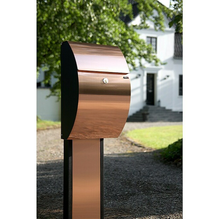 Allux Standbriefkasten 7000 (L x B x H: 195 x 320 x 510 mm, Kupfer / Schwarz, Stahl) | BAUHAUS