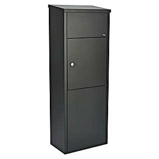 Allux Paketbox 600 (L x B x H: 230 x 380 x 1 050 mm, Schwarz, Stahl, Paketfach, Zylinderschloss)