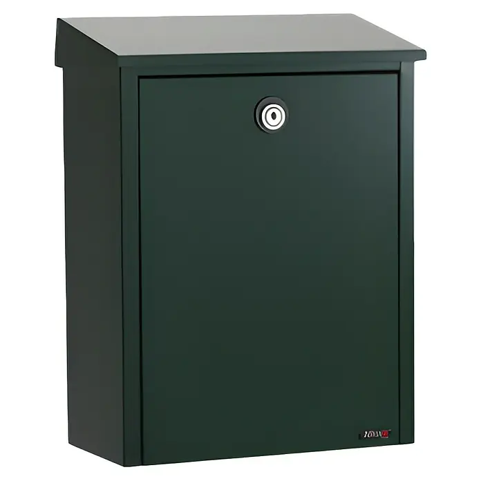 Allux Briefkasten 200 - L x B x H: 140 x 280 x 390 mm, Grün, Stahl - Ein dunkelgrüner Briefkasten mit Schloss. Geeignet für den Außenbereich zur sicheren Aufbewahrung Ihrer Post.
