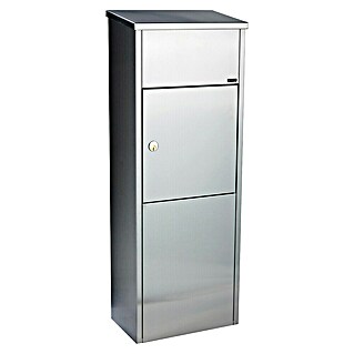 Allux Paketbox 600 (L x B x H: 230 x 380 x 1 050 mm, Silber, Stahl, Paketfach, Sicherheitsschloss)