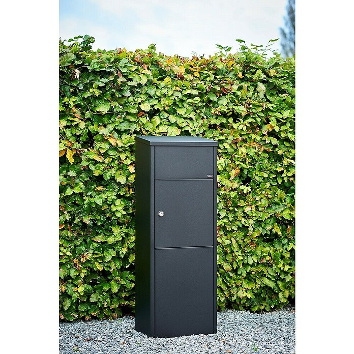 Allux Paketbox 600 (L x B x H: 230 x 380 x 1 050 mm, Schwarz, Stahl, Paketfach, Zylinderschloss) | BAUHAUS