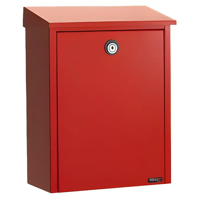 Allux Briefkasten 200 - L x B x H: 140 x 280 x 390 mm, Rot, Stahl - Ein roter Briefkasten mit Schloss, ideal für sichere Postzustellung. Solide Konstruktion für den Außenbereich.