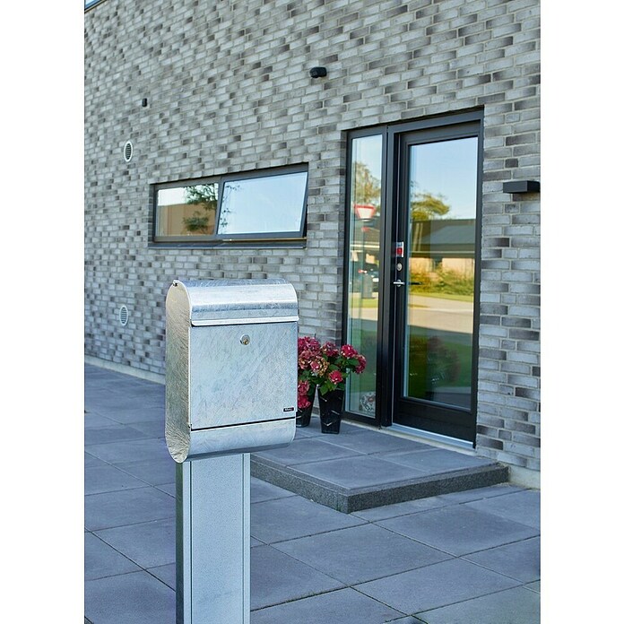 Allux Standbriefkasten 9000 (L x B x H: 165 x 340 x 500 mm, Silber, Stahl) | BAUHAUS