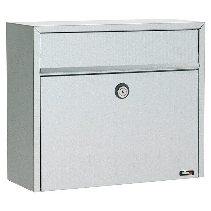 Allux Standbriefkasten LT150 - L x B x H: 150 x 390 x 330 mm, Silber, Stahl - Grauer Allux Briefkasten mit Schloss für den Außenbereich zur sicheren Aufbewahrung von Post und Sendungen.
