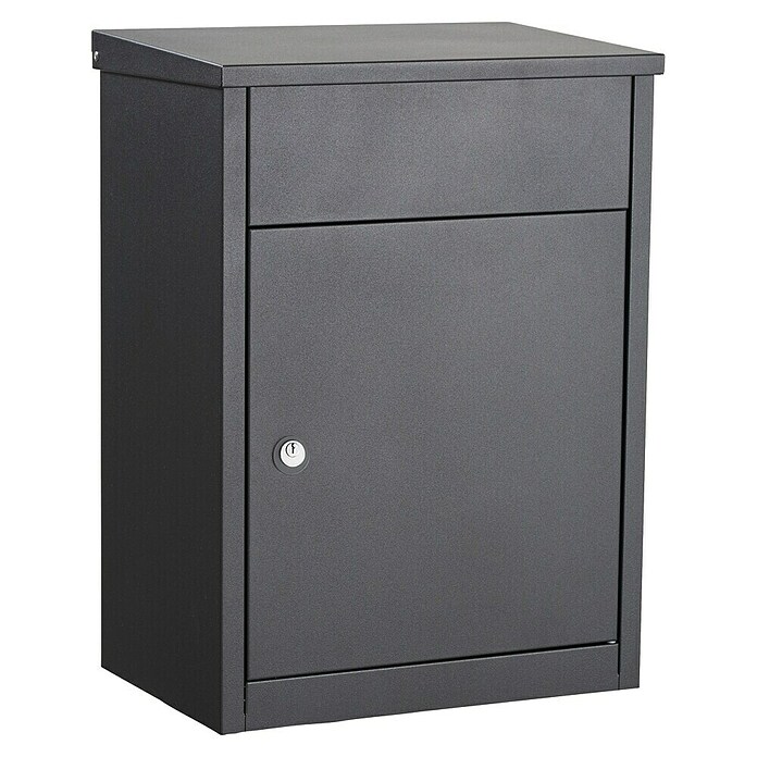 Allux Standbriefkasten 500 (L x B x H: 250 x 380 x 530 mm, Anthrazit, Stahl, Paketfach, Zylinderschloss) | BAUHAUS