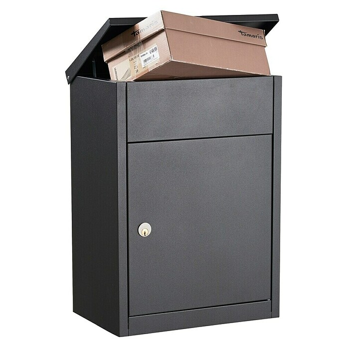 Allux Standbriefkasten 500 (L x B x H: 250 x 380 x 530 mm, Anthrazit, Stahl, Paketfach, Sicherheitsschloss) | BAUHAUS