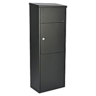 Allux Paketbox 600 (L x B x H: 230 x 380 x 1 050 mm, Schwarz, Stahl, Paketfach, Sicherheitsschloss)