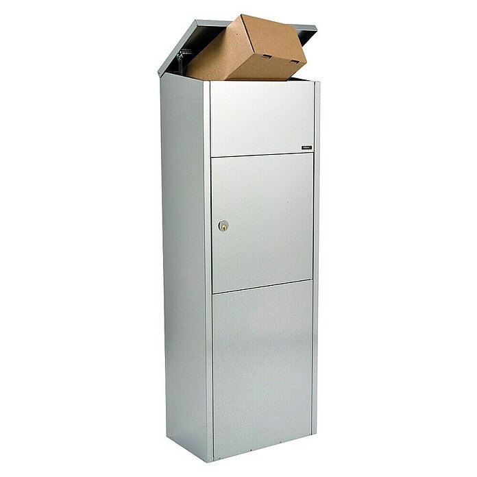 Allux Paketbox 600 (L x B x H: 230 x 380 x 1 050 mm, Silber, Stahl, Zylinderschloss) | BAUHAUS